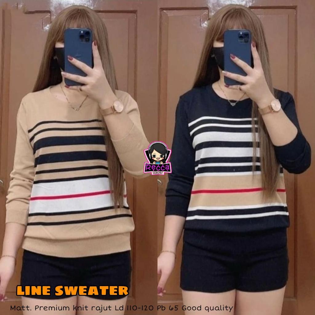 Baju Atasan Blouse Wanita Sweater Rajut Import LD 110 120 Line Bahan Premium Adem Halus Tebal Recca