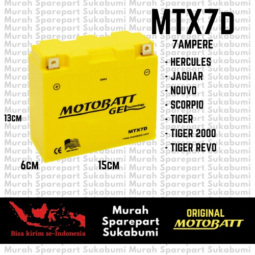 AKI ACCU KERING MOTOBATT MTX7D AKI TIGER SCORPIO NOUVO HERCULES JAGUAR