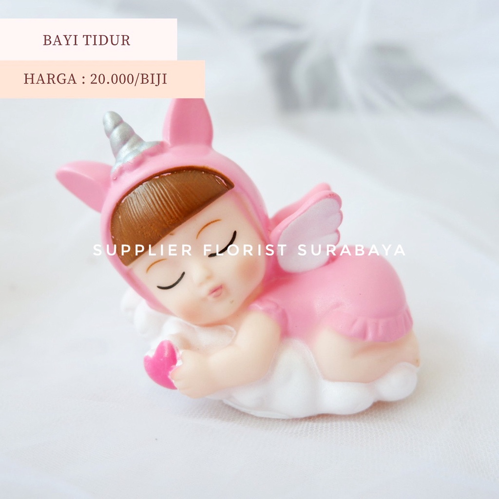 MINIATUR KUE TART BAYI TIDUR BAHAN KARET ELASTIS PAJANGAN TOPPER HIASAN BABY BORN MANYEK BAYI SATU BULANAN SATU BULAN BANYEK MBANYEK BABY SHOWER WELCOME TO THE WORLD HIASAN KUE TART CAKE DECORATION ANAK BAYI TIDUR