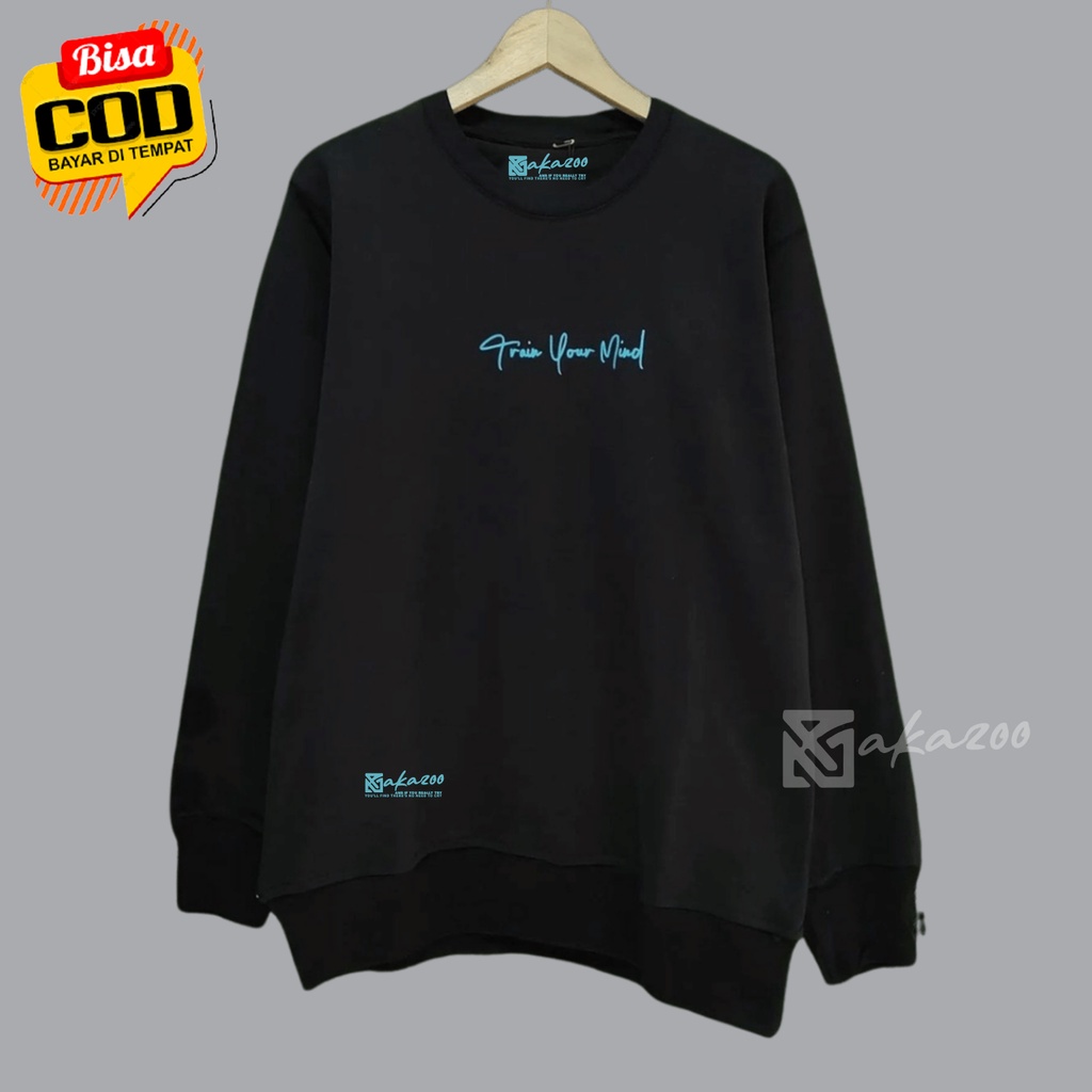 crewneck pria distro JPN akazoo hitam grain your mind switer krah tinggi pria wanita premium akazoo