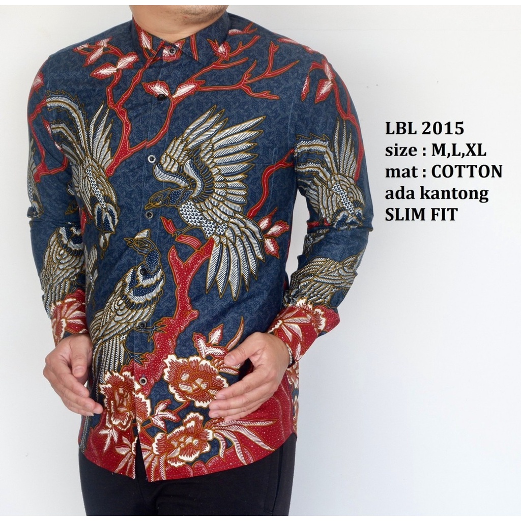 Baju Batik Pria Slimfit Kemeja Lengan Panjang Hem Slim Fit LBL 2015