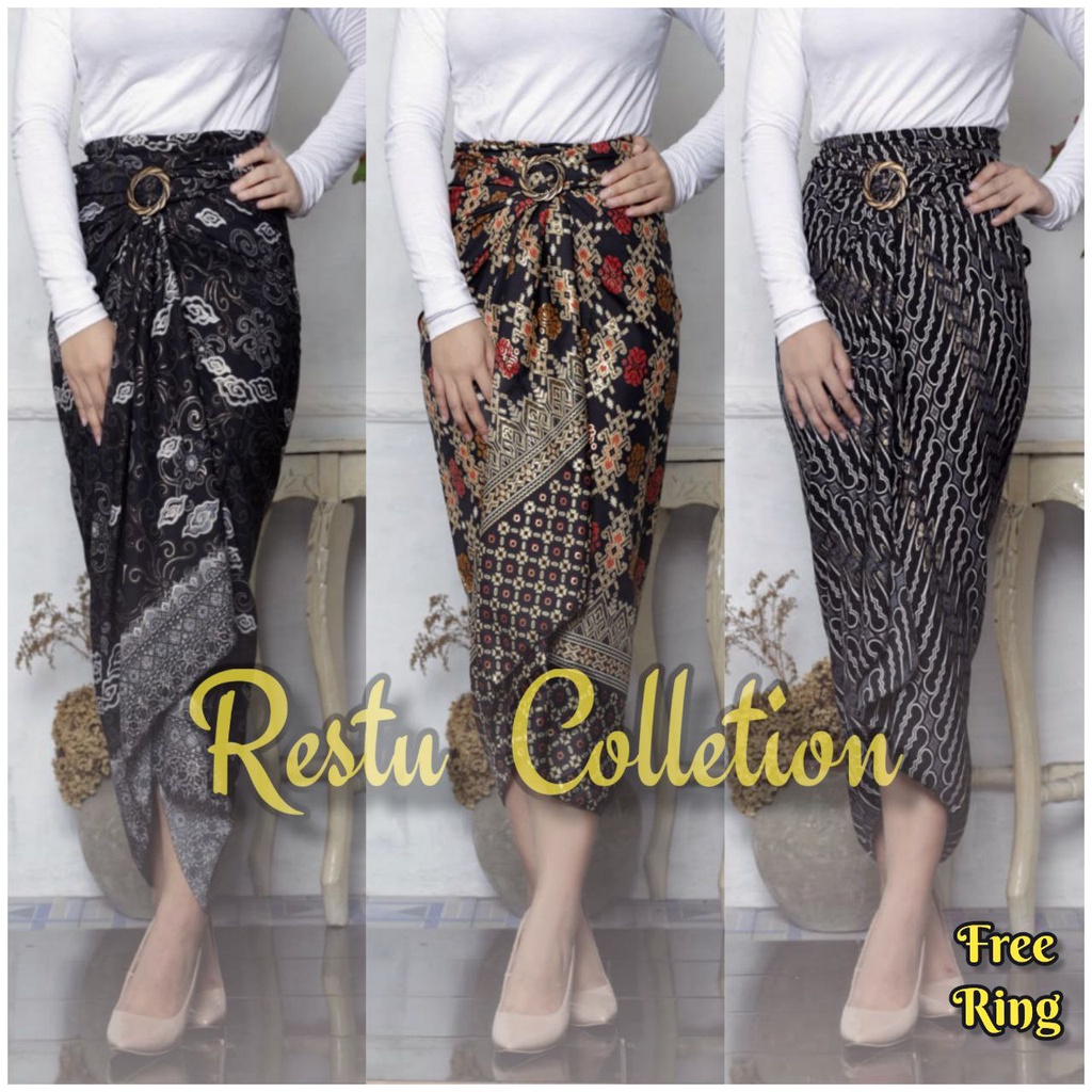 Rok Lilit Songket Serut Batik Bawahan Kebaya Wisuda Kemeja Blous Kondangan Nikahan Tunangan Wanita Allsize Bahan Satin HQ Premium Motif Banyak Bestseller