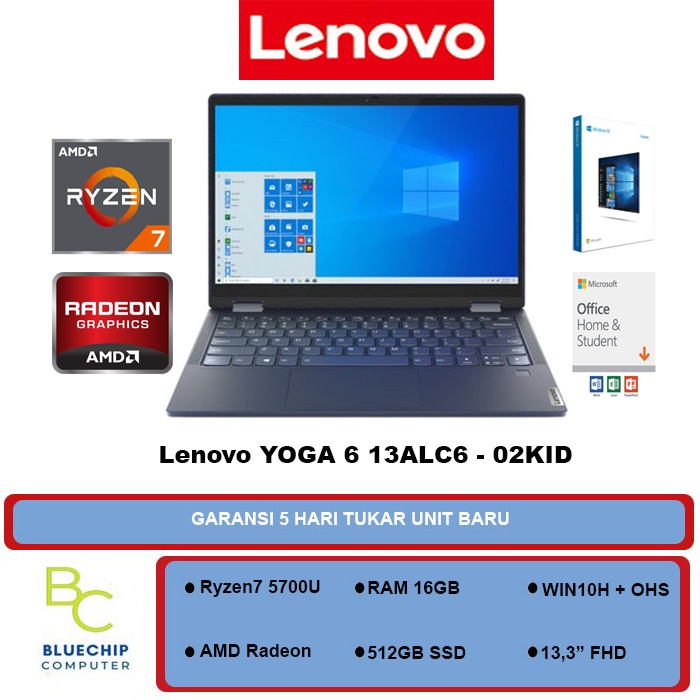 LAPTOP Lenovo Yoga 6 13ALC6-02KID - Ryzen7 5700U 16GB 512GB 13" Touch