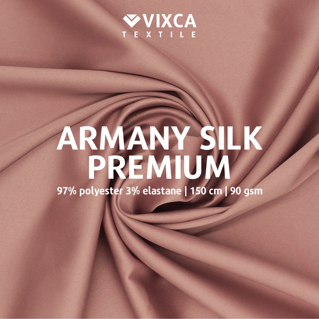 [PER 0,5 M] Kain Bahan Armani Silk Stretch Premium Lebar 150 cm Armany Silky Saten Satin Lux Luxury Polos Polosan ECER 1/2 METER METERAN 50 CM CENTIMETER