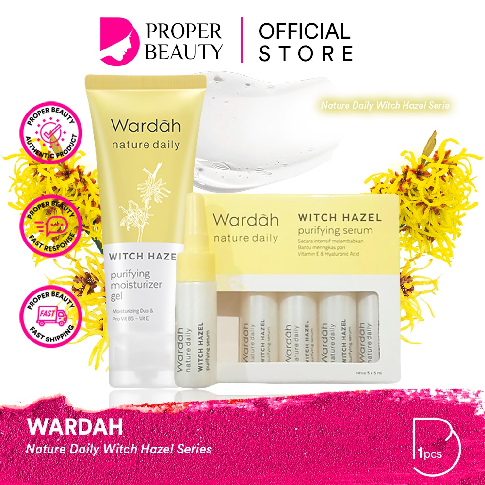 WARDAH Nature Daily Witch Hazel Series Indonesia / Purifying Moisturizer Gel / Pelembab Wajah 40ml / Moisturizing Duo Pro Vit B5 Vit E / Moisturizing Melembabkan Hydrating Hidrasi Soothing Calming Berminyak Kering / Skincare Face Care Treatment Perawatan