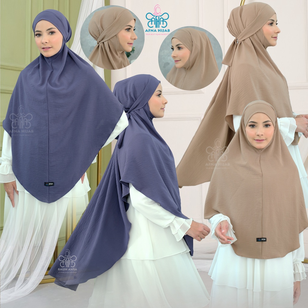 AFNA Mahira French Khimar Bandana dengan Penutup Dagu Jilbab Hijab Jumbo Syari