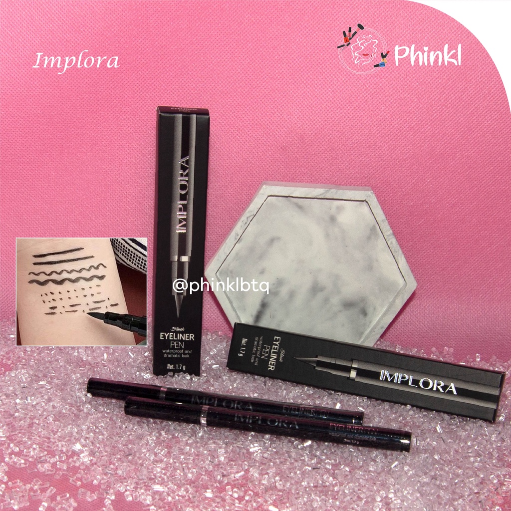 `ღ´ PHINKL `ღ´ ɪ ᴍ ᴘ ʟ ᴏ ʀ ᴀ Implora eyeliner proof liner spidol hitam waterprooof anti luntur