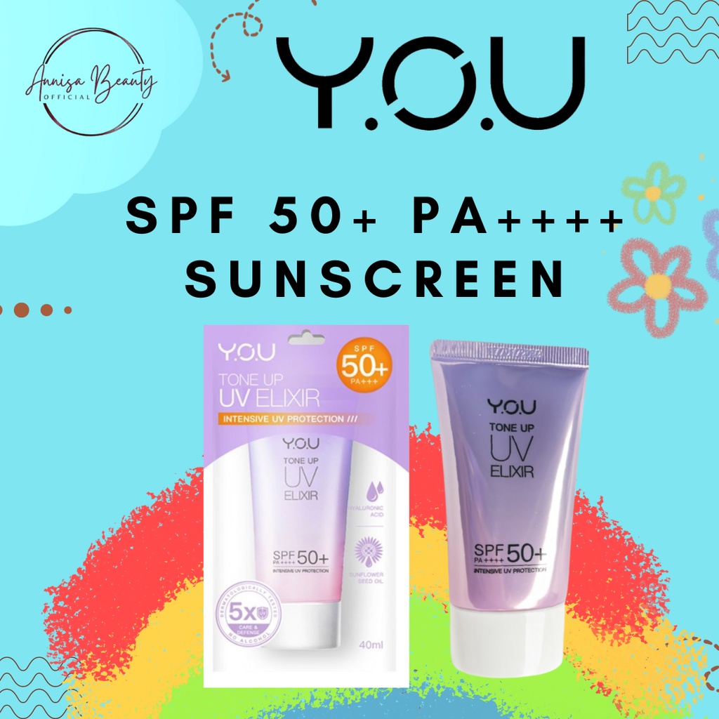 [BPOM] YOU Tone Up UV Elixir Hyaluronic Acid SPF 50+ PA++++ Sunscreen | Mencerahkan Menghidrasi Kulit