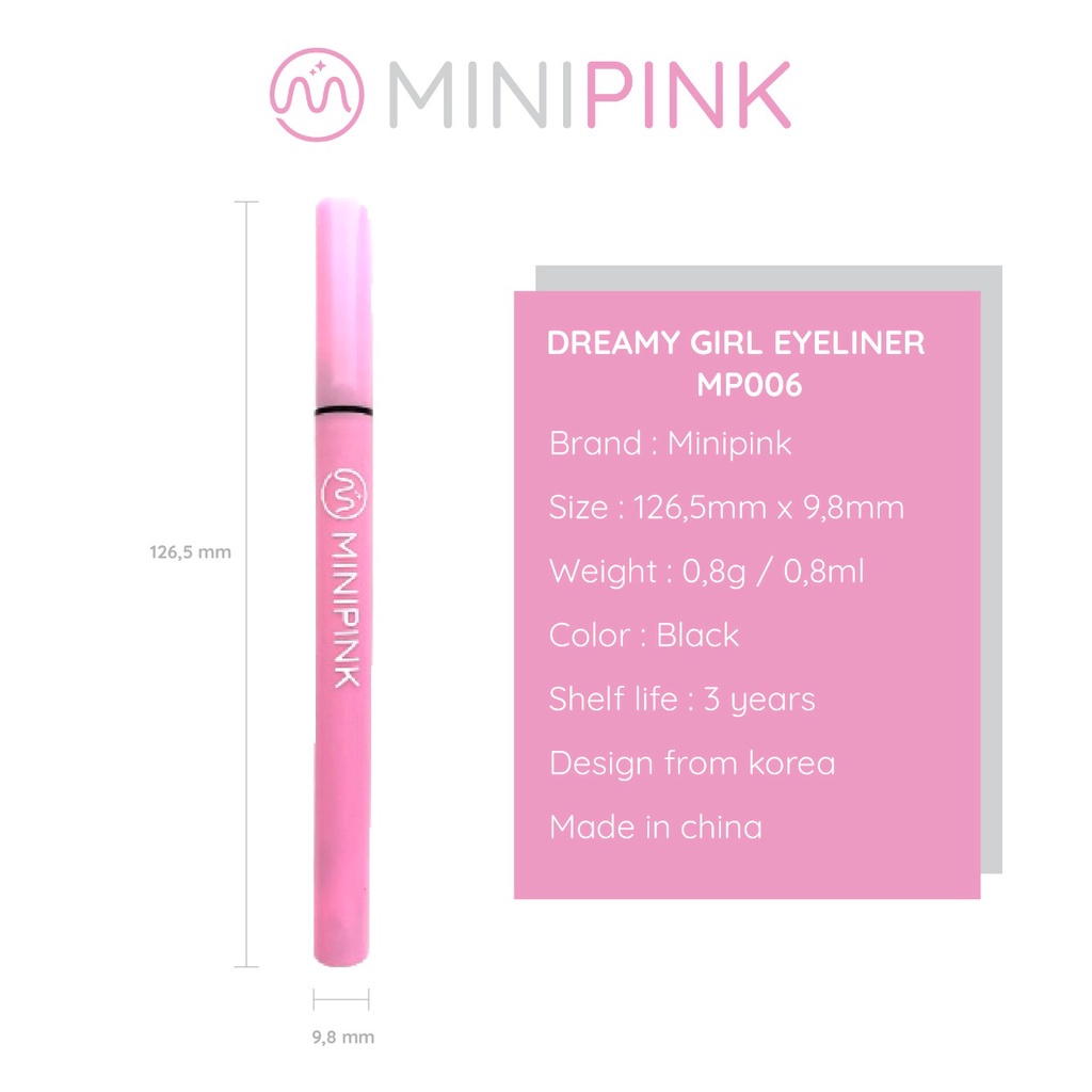 MINIPINK Waterproof Eyeliner - Tahan Lama dan Anti Noda Tahan Air dan Long Lasting MP006