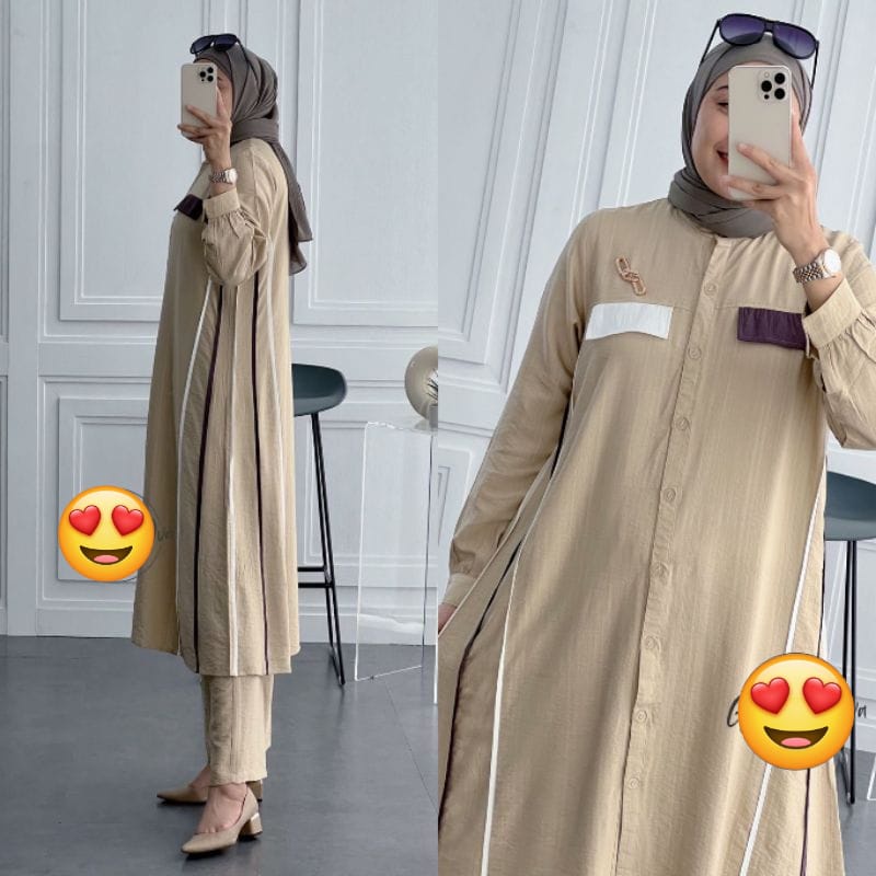MODEL 2023  SET LONG TUNIK JUBAIDAH SET CRINKLE POLOS
