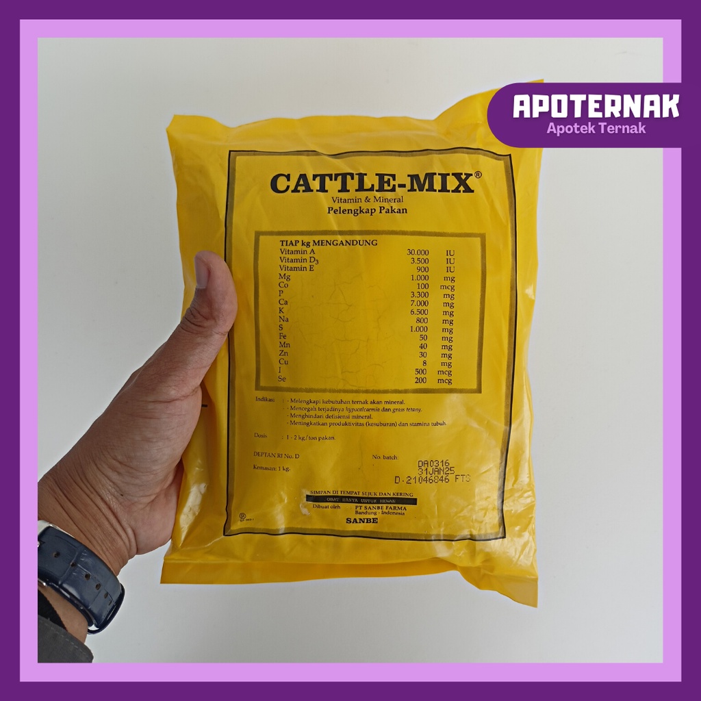 PREMIX CATTLE MIX 1 kg | Multivitamin Mineral Penggemuk Sapi Kambing Hewan Ternak | Premix Cattle Mix Sanbe