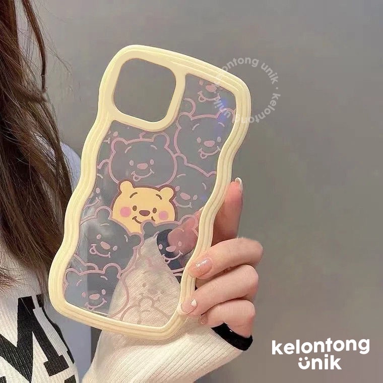 For iPhone - Pooh 2in1 Pastel Wavy Case