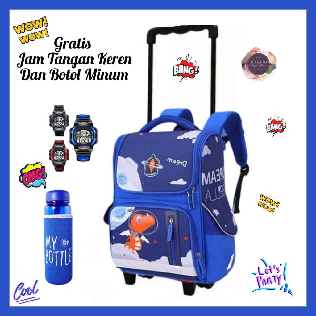 Tas Ransel Troli Anak Laki Laki Model Dinosuper Spacee Buy 1 Get 4 Untuk Anak Tk Paud Dan Sd