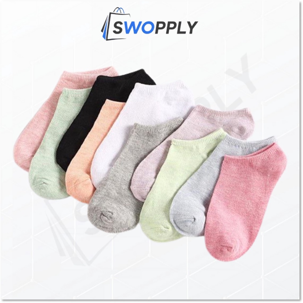 Swopply D060 Kaos Kaki Polos Wanita KaosKaki Spandek Pendek Korea  Short Socks