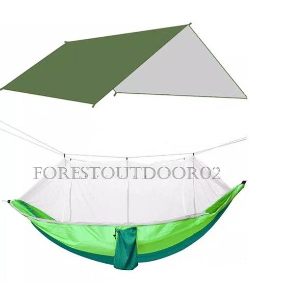 ➵ Paket Combo 2in1 Flysheet 2x3 + Hammock Kelambu - flysheet hammock- hammock flysheet ♬