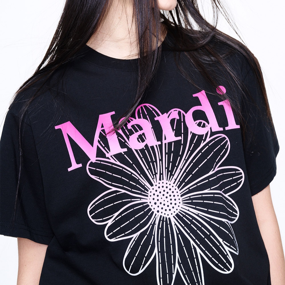 Mardi Gradation Flower Tee Black / Pink