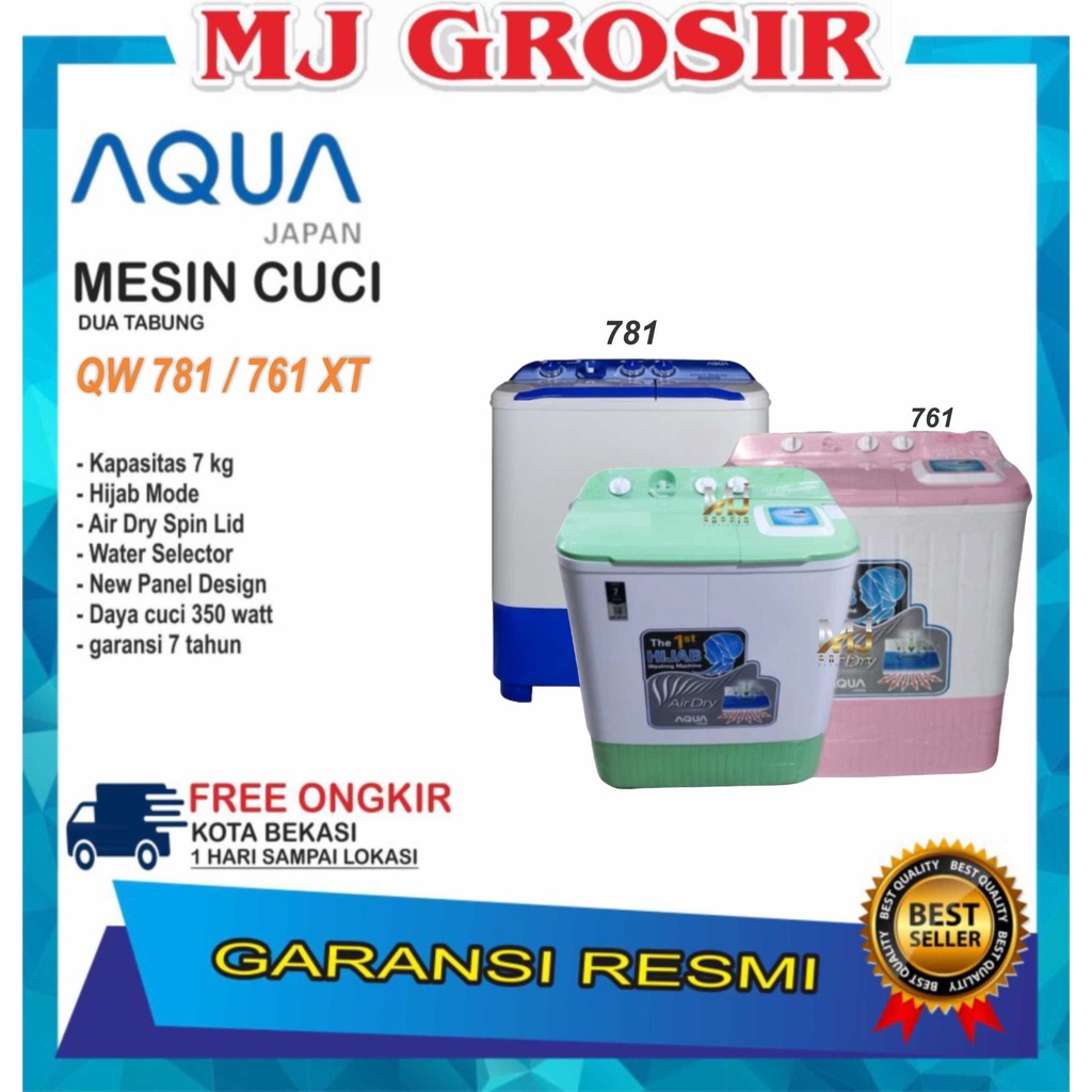 MESIN CUCI AQUA JAPAN QW 761XT 7KG 2 TABUNG HIJAB SERIES