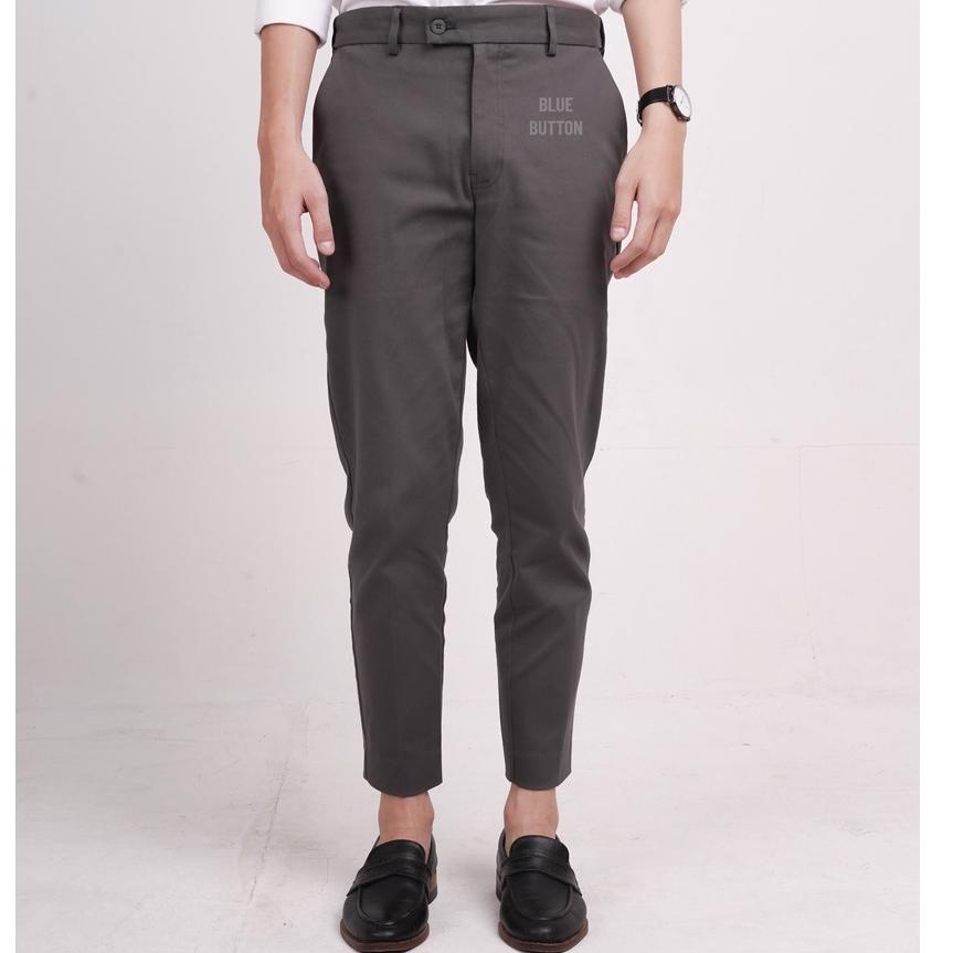 STOK TERBARU BlueButton Chino Ankle Pants Slim Fit Dark Grey