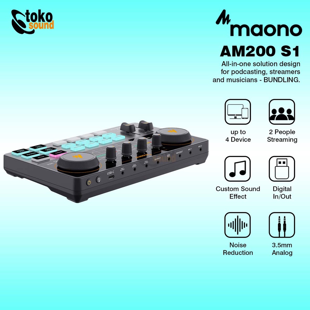 Maono MaonoCaster Lite AU AM200 S1 All in One Podcast Station
