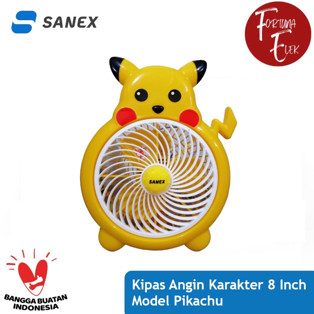 SANEX Kipas Angin Meja Karakter Lucu 8 Inch SKK-812 P Box Fan Pika chu