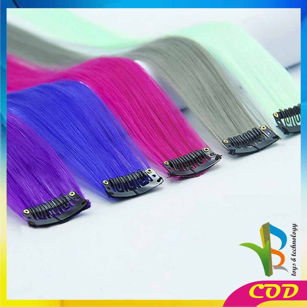 RB-K144 Wig Jepit Rambut Palsu Lurus Panjang Single Hair Extention Colourful Wanita / Klip Wig Rambut Palsu Cewek Korea Warna Warni Hair Clip Import