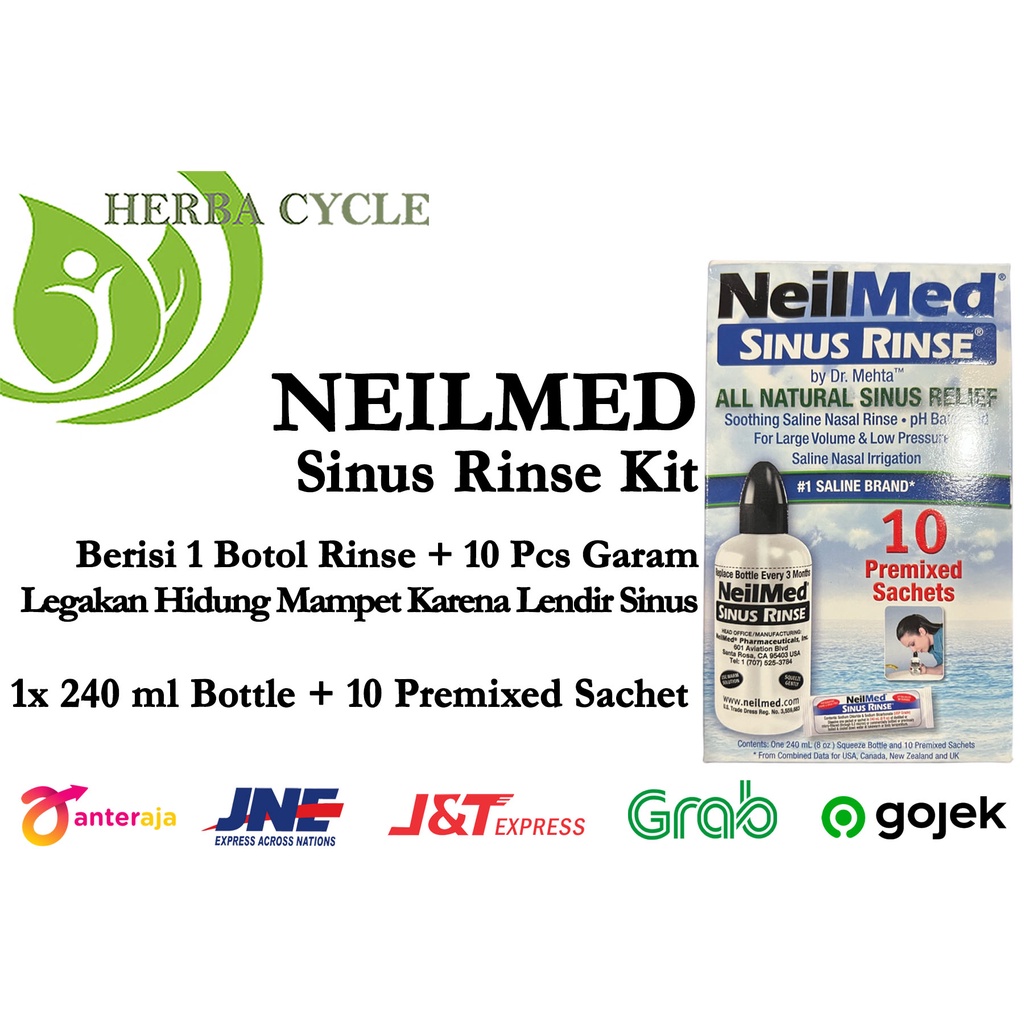 Botol Neilmed sinus + 10 sachet sinus rinse ( cuci hidung sinusitis ) ORI USA