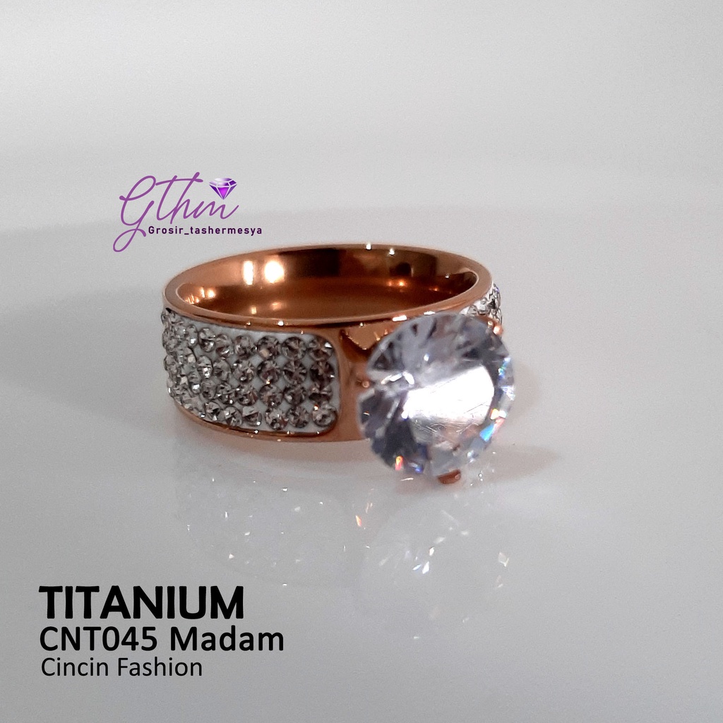 Cincin Keren Unik Titanium Solitaire Perhiasan Fashion Import Mewah Anti Karat cnt045