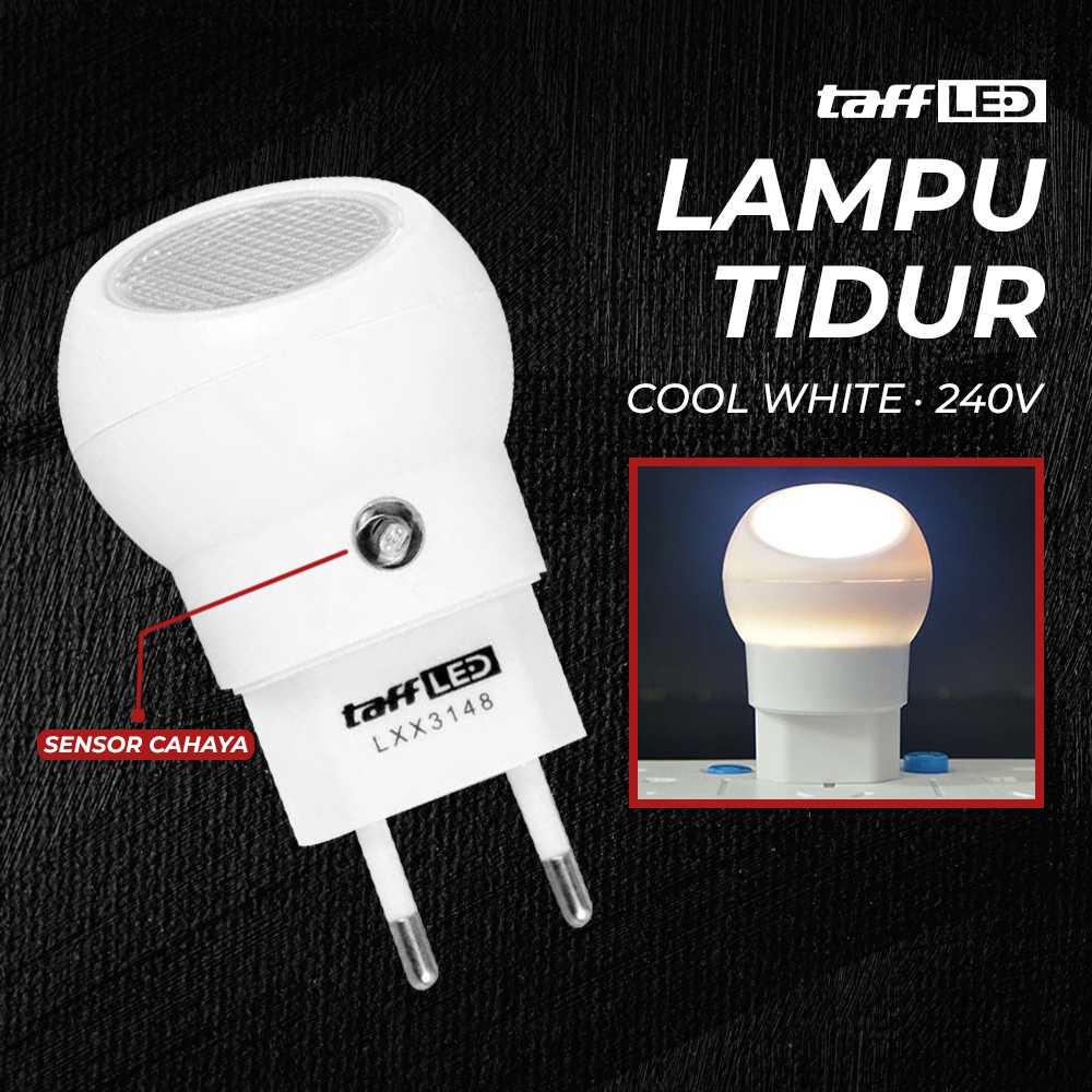 TaffLED Lampu Tidur LED EU Plug Sensor Cool White 240V 0.5W