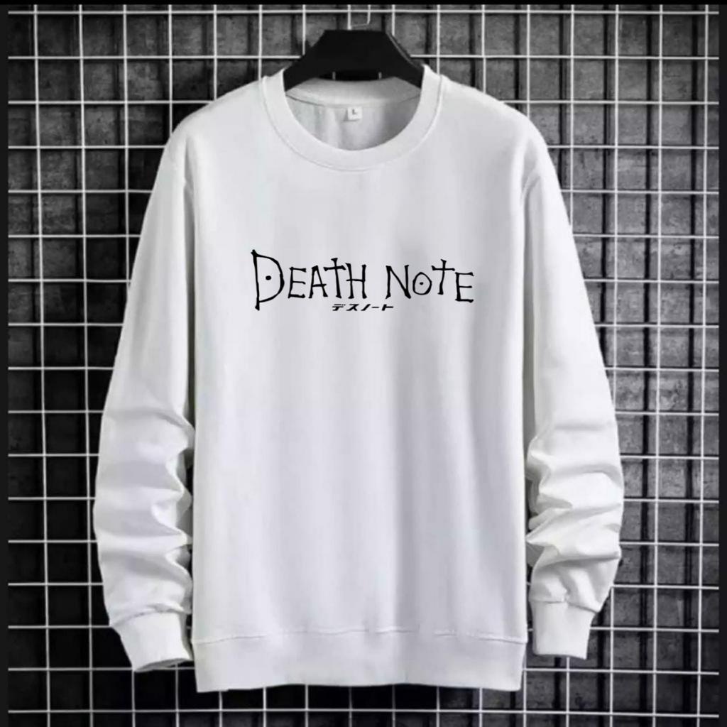 FASHION PRIA/BAJU PRIA/WANITA UNISEX LENGAN PANJANG MODEL TULISAN DEATH NOTE/FASHION PRIA/KUALITAS BAJU BAGUS/BAJU MURAH TERLARIS