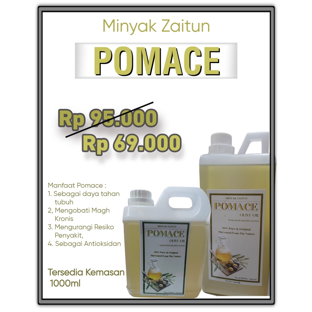 

MINYAK ZAITUN POMACE 1 LITER || EXTRA VIRGIN KHASANI 500ML.250ML.100ML