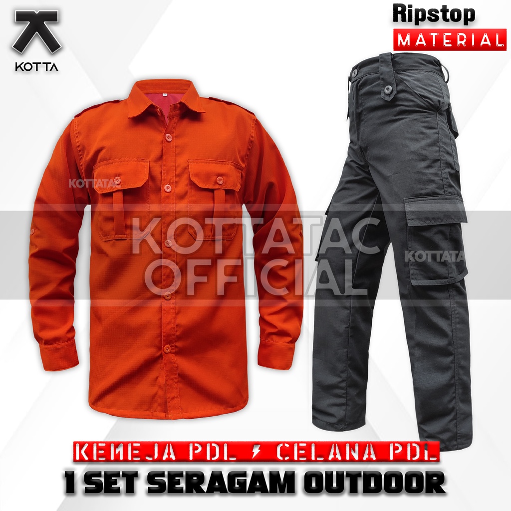 SATU SET SETELAN KEMEJA TACTICAL CELANA OREN PDL TIM SAR BASARNAS BPBD - CELANA TACTICAL ORANGE - KEMEJA PDL ORANGE