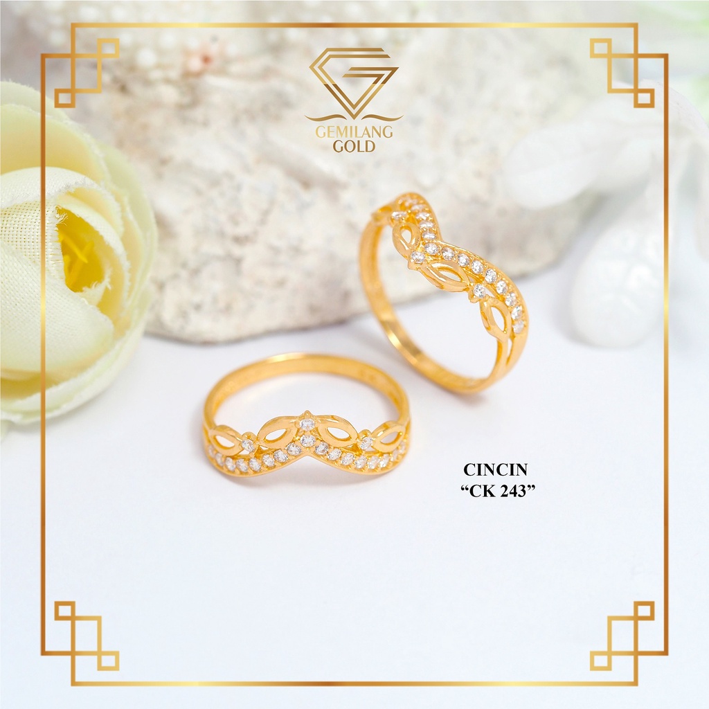 CINCIN WANITA EMAS ASLI MURAH KADAR 300 (6K) & 375 (8K) CINCIN MAHKOTA MODEL BARU DAPAT SURAT (CK 24