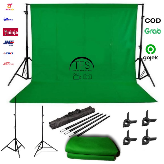 Terlaris Paket Green Screen + Stand Lengkap 2,5 X 3M