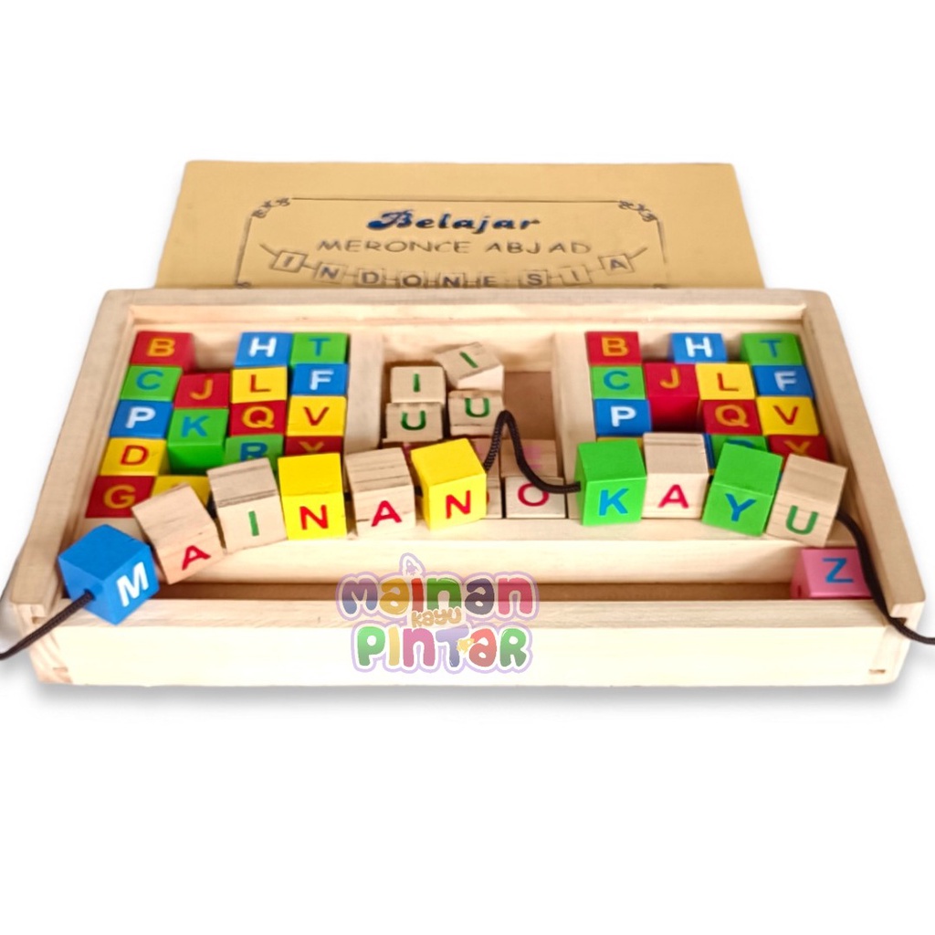 Meronce Abjad Dengan Tutup Mainan Edukasi Anak