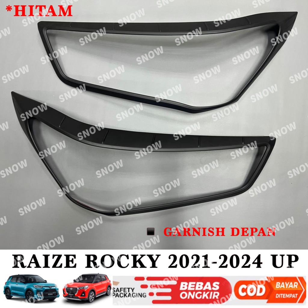 Garnish Lampu Depan Raize Rocky 2021 2023 2024 Up Chrome Hitam