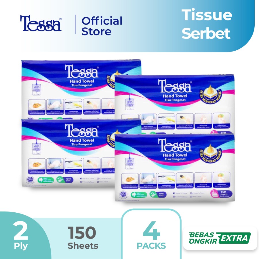 Tessa Nature Kitchen Towel Bundle 4 PACKS - Tissue Dapur Serap Minyak - Tisu Dapur