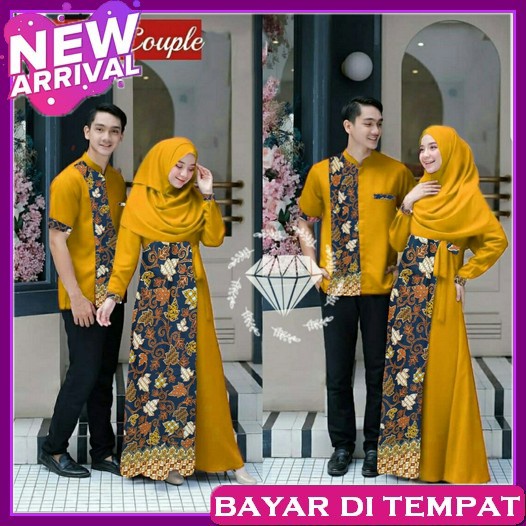 Gamis Couple Muslim Suami Istri Baju Pasangan Cp Maxi Sabiya Batik  / Couple Batik Sabiya / Cp Cou