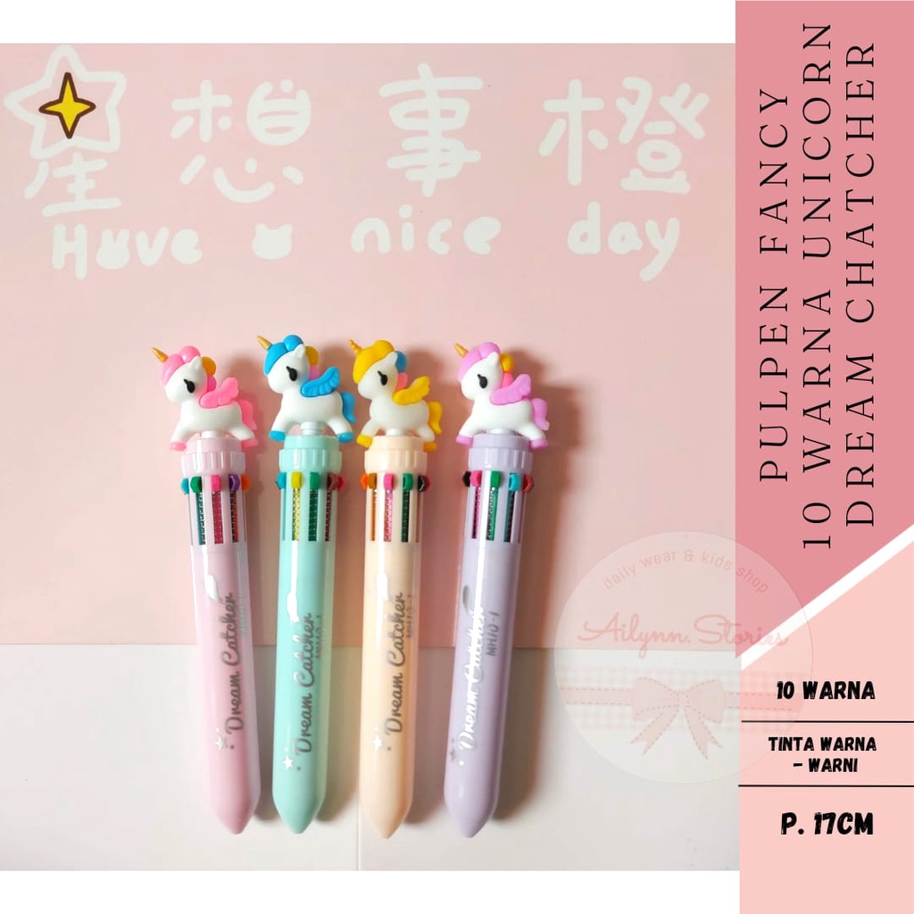 Pulpen Fancy Cetek 10 warna unicorn &amp; BT21