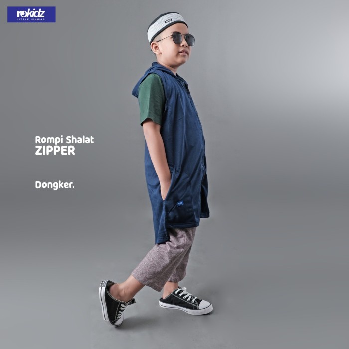 Rompi Sholat Rompi Sholat Rosal Zipper Anak Gamis - DONGKER, 2XL(T9O3) rompi sholat pria panjang rom