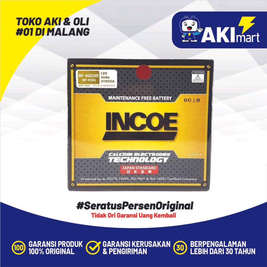 INCOE MF 60044 Aki Mobil 100Ah 12V Bebas Perawatan