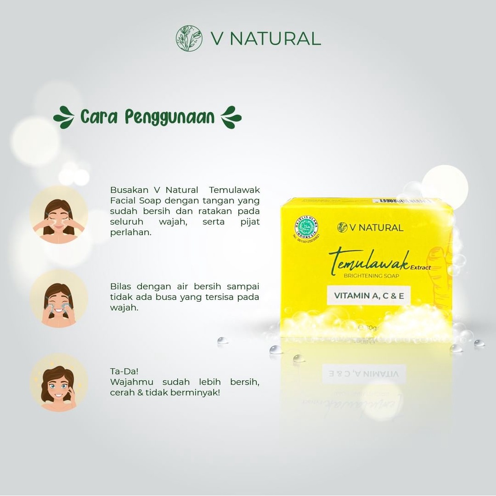 V NATURAL VNatural Brightening Bar Soap/Sabun Batang Temulawak 80gr