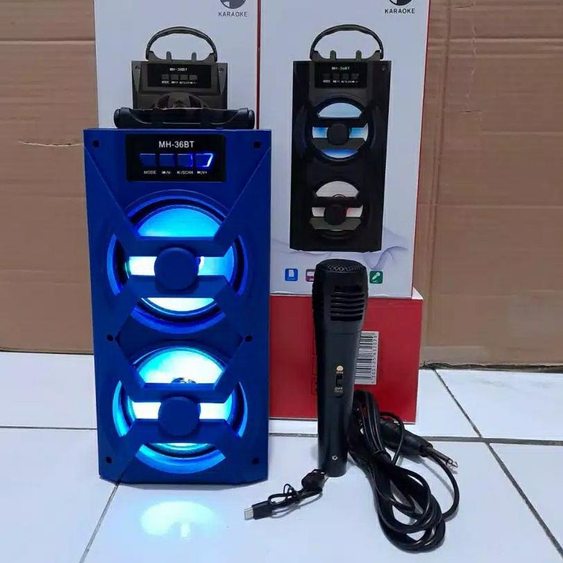 HOT SALE  SPEAKER BLUETOOTH PROTABLE 2 TINGKAT MH-36BT PLUS MIC KARAOKE X-BASS / SPEAKER SALON AKTIF