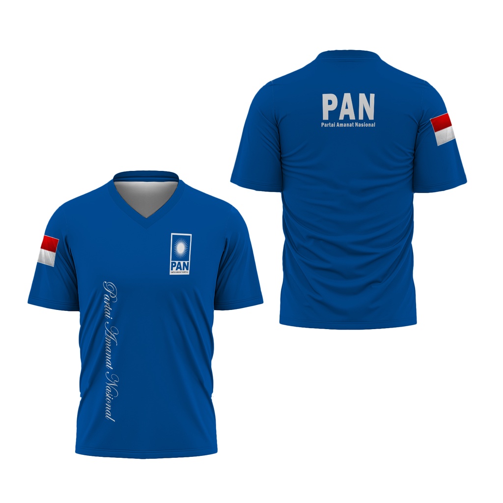 TS - Kaos V-neck Pria Motif Partai PAN Terbaru Fullprint