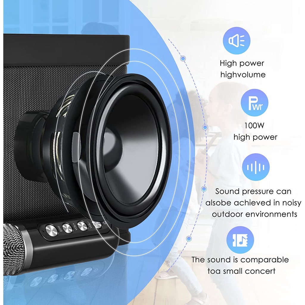 KARAOKE Bluetooth Speaker Wireless 2 MIC TV AUX SPEAKER HF Bluetooth KTV Equipment 3D Stereo Microphone For Family Party