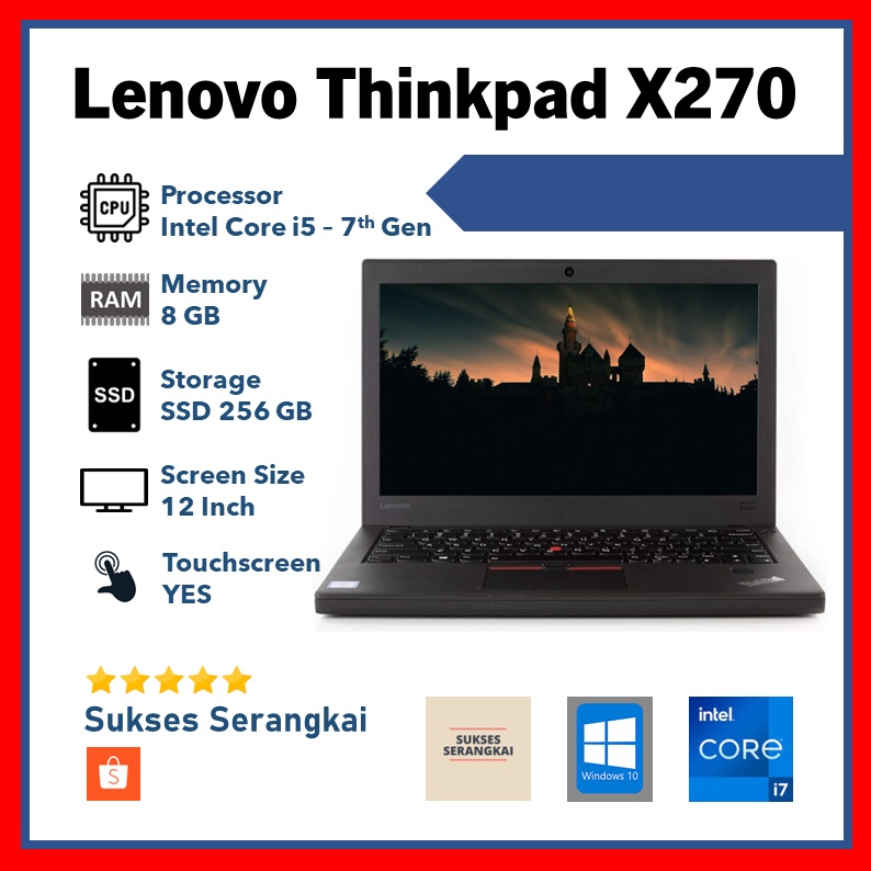 TERMURAH Laptop Lenovo Thinkpad X270 TOUCHSCREEN Core i5 Gen 7