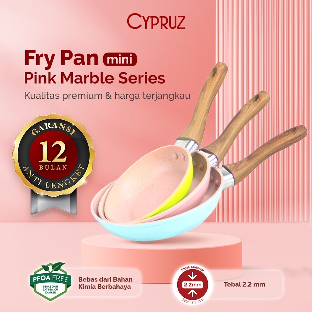 Cypruz COLOURFUL MINI PINK MARBLE Series: FRY Pan