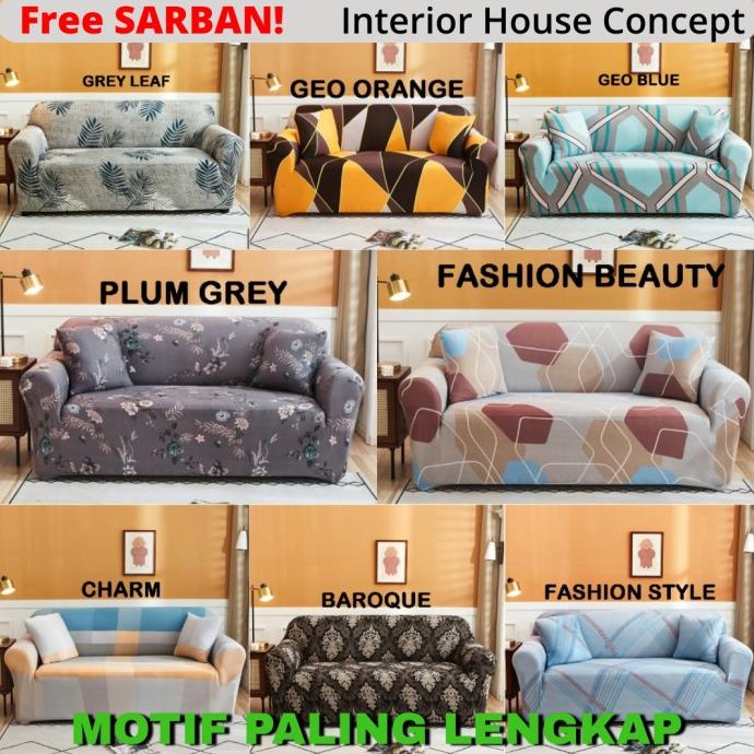 Cover Sofa Bed 1 2 3 4 Seater Import Sarung Penutup Elastis Stretch