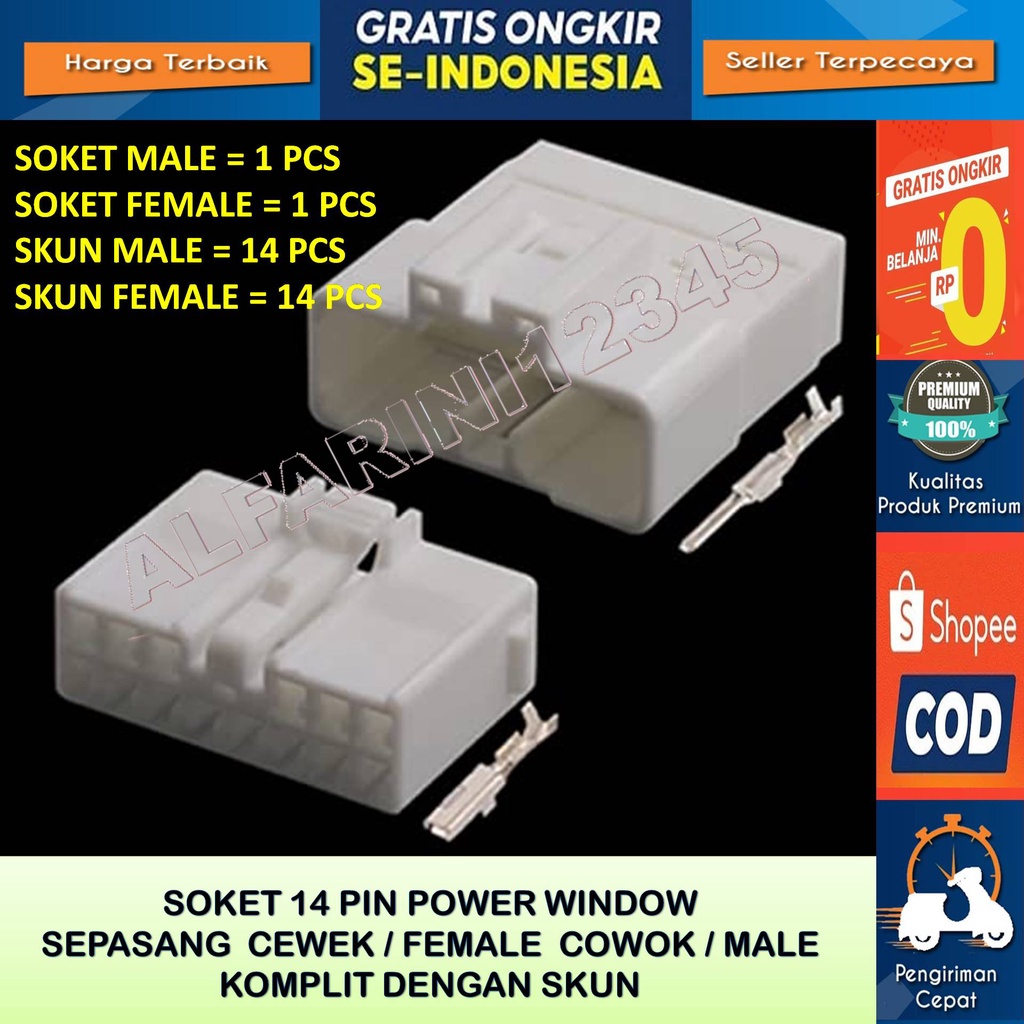 SOCKET14 PIN SOKET KONEKTOR POWER WINDOW KIJANG LANCRUISER male female