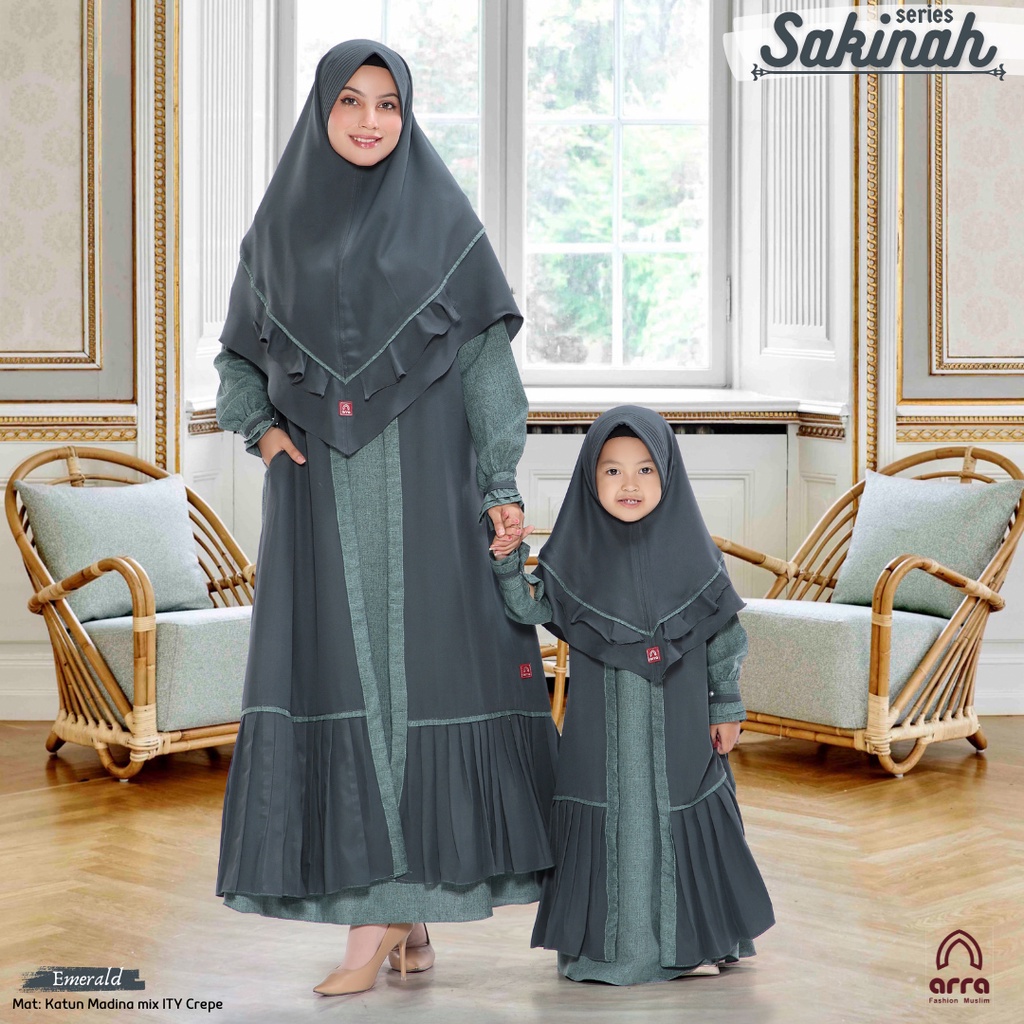 Baju Couple Keluarga Lebaran 2023 Arra Sakinah Emerald Sarimbit Keluarga 2023 Lebaran