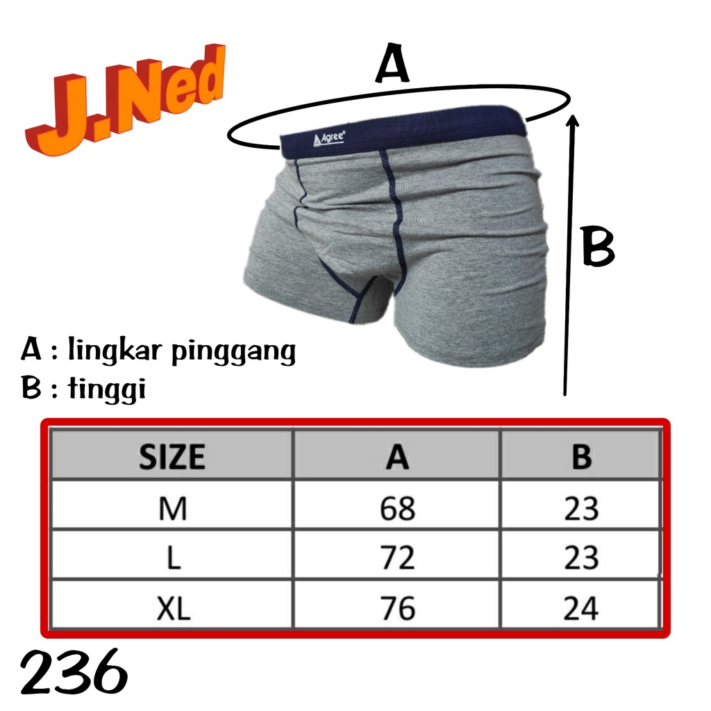 J236T - ( 3PCS ) CELANA DALAM BOXER PRIA AGREE  SIZE M, L, XL